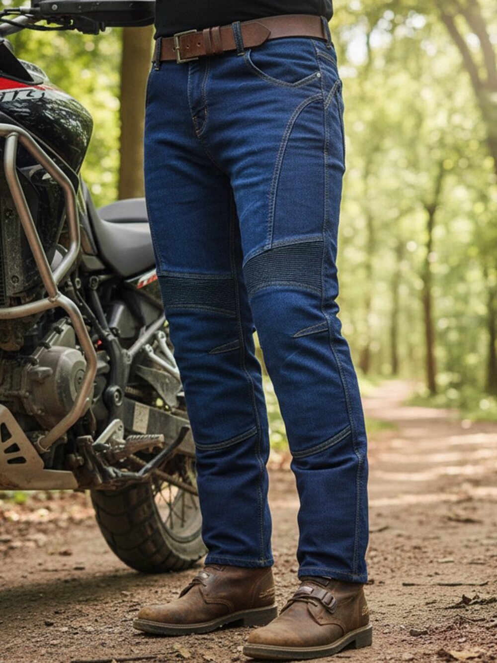 RIDERACT® Mens Biker Riding Denim Pants Reinforced Dark Blue Denim Jeans NEW